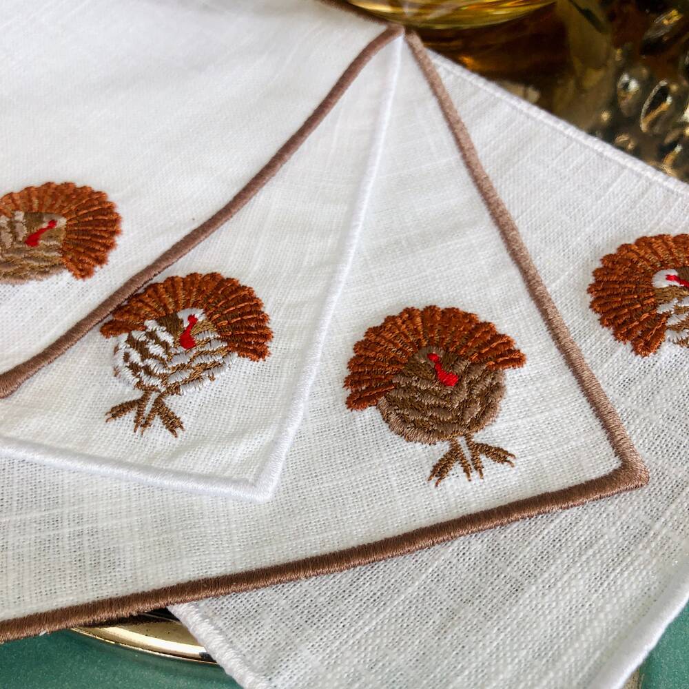 Thanksgiving Turkey Cocktail Napkins Set of 4