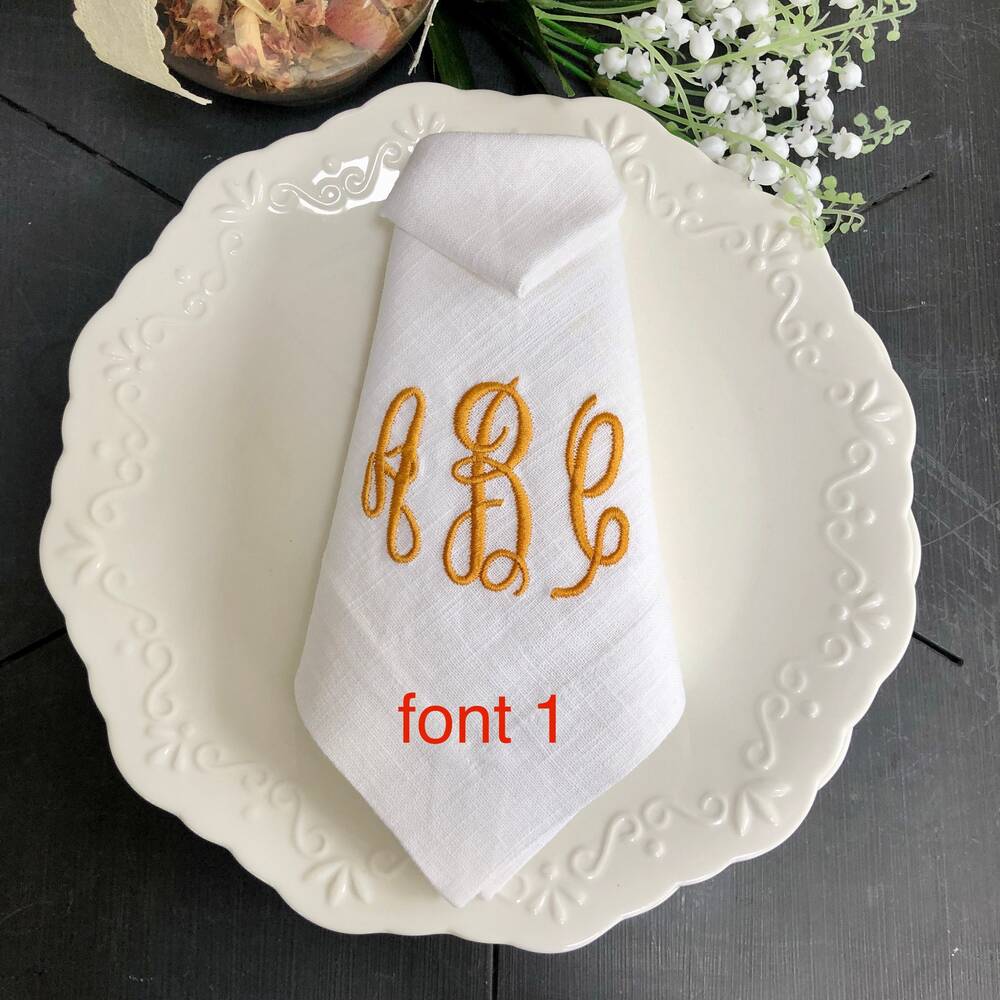 Three Letter Monogram Linen Napkin