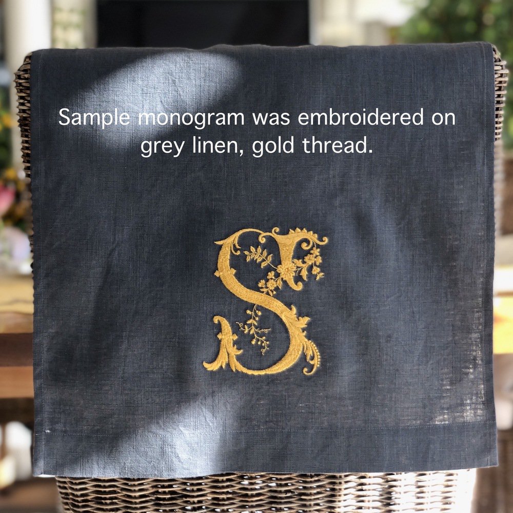 Vintage Gold Monogram Linen Guest Towel