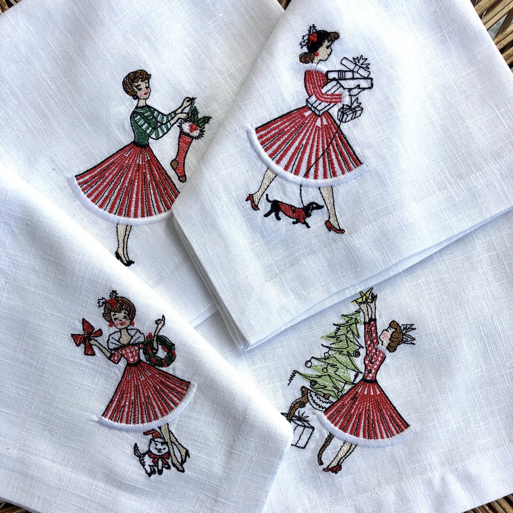 Vintage Lady Linen Napkin