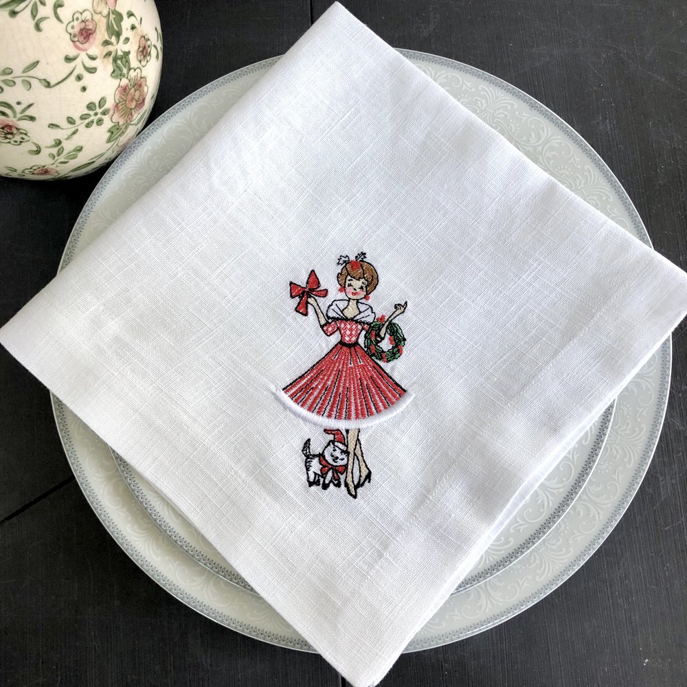 Vintage Lady Linen Napkin