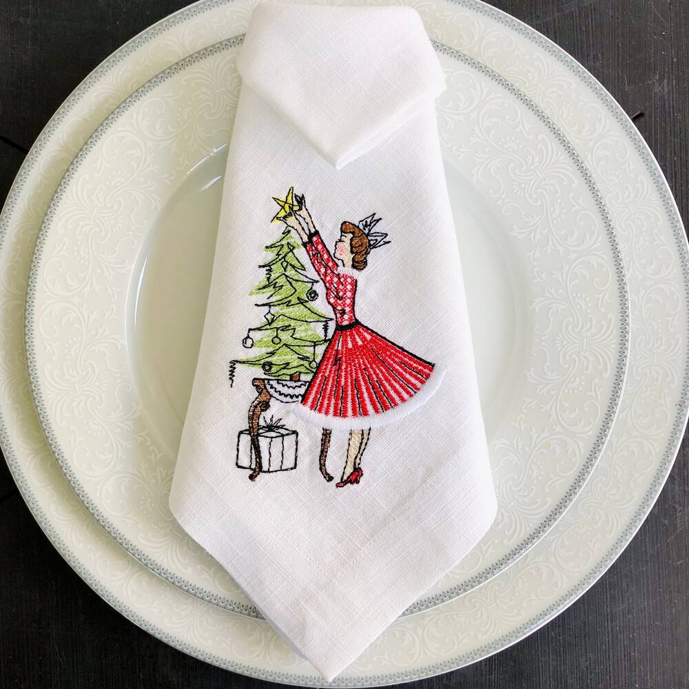 Vintage Lady Linen Napkin