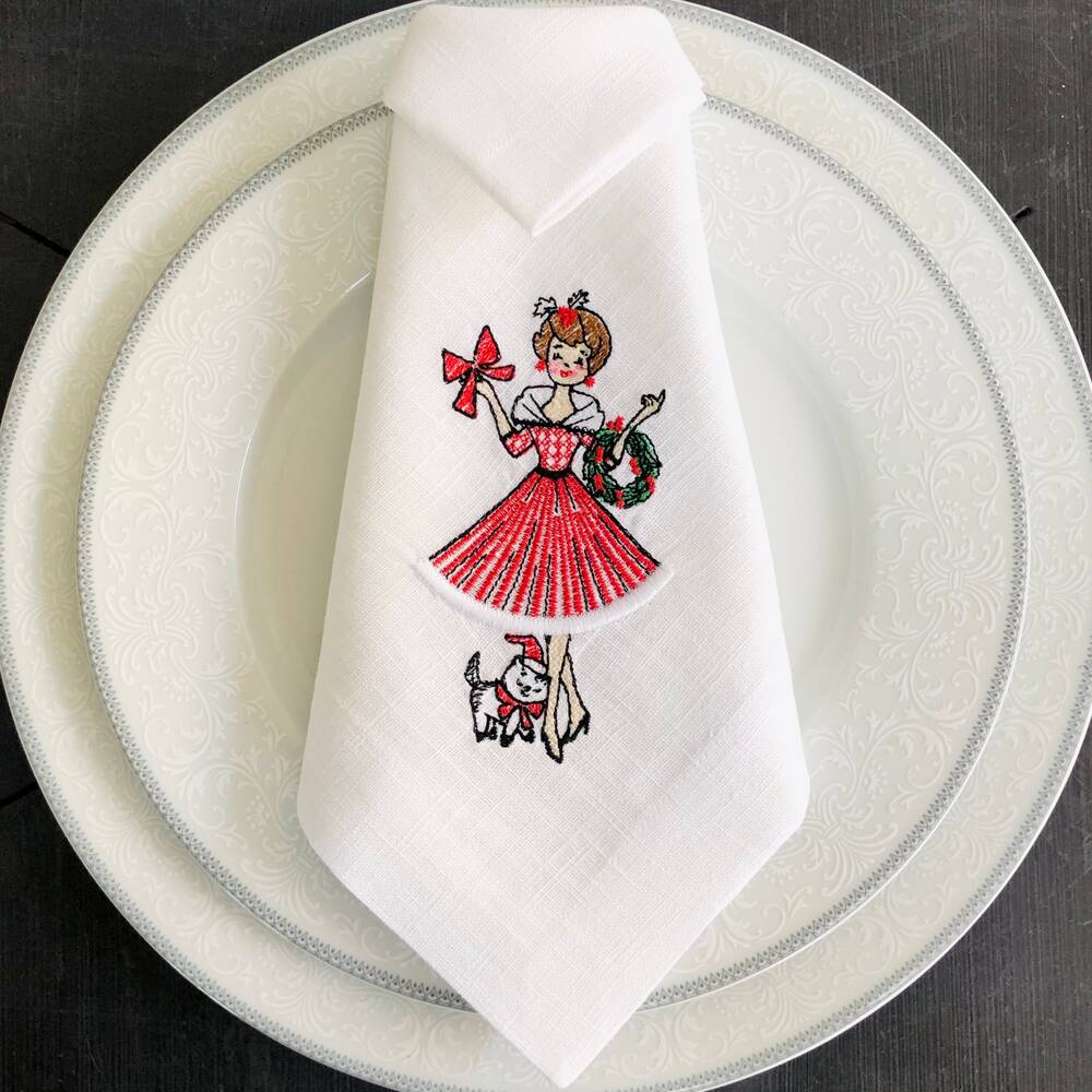 Vintage Lady Linen Napkin