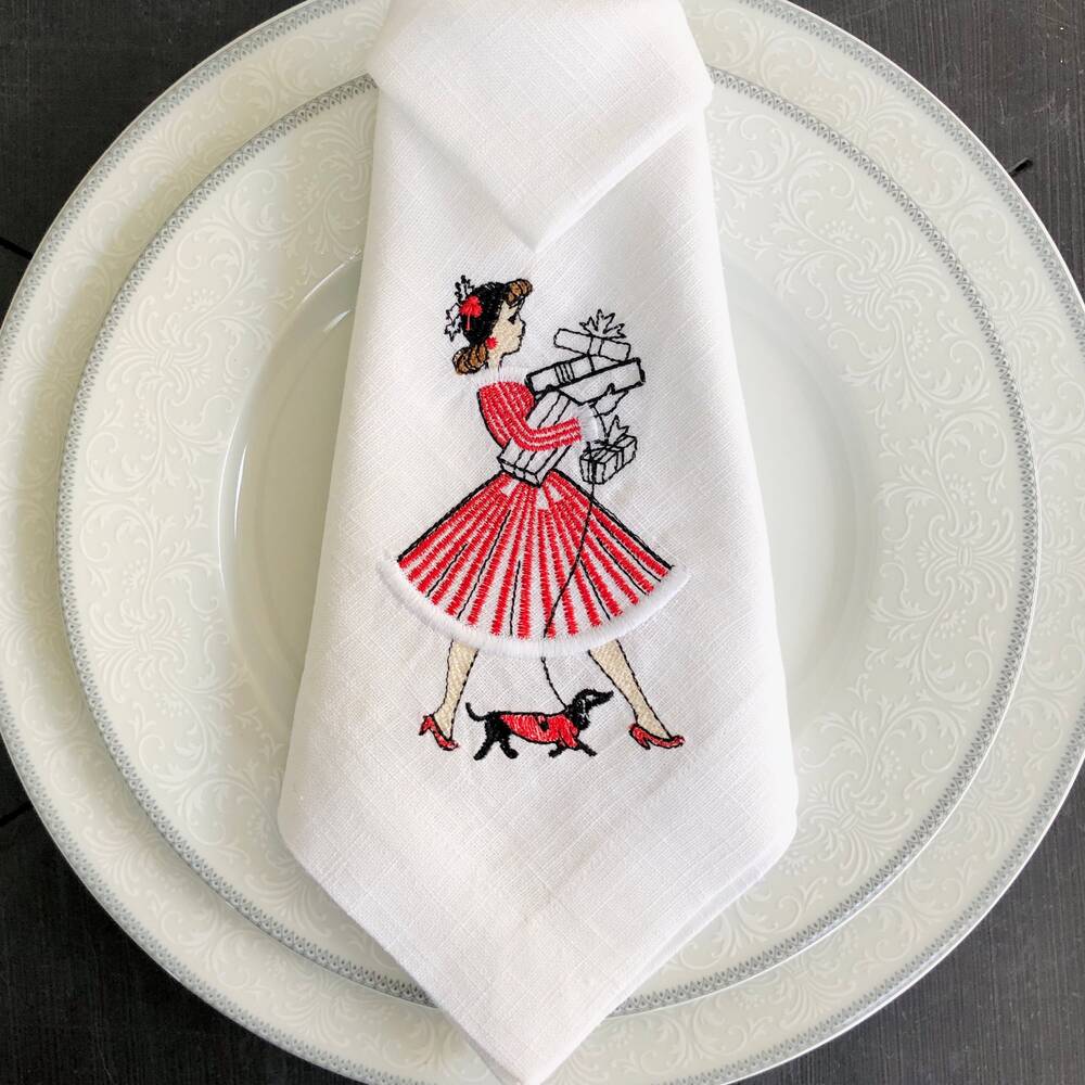 Vintage Lady Linen Napkin