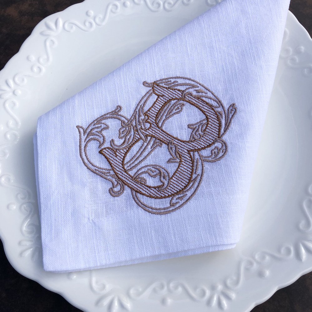 Vintage Vine Monogram Linen Napkin