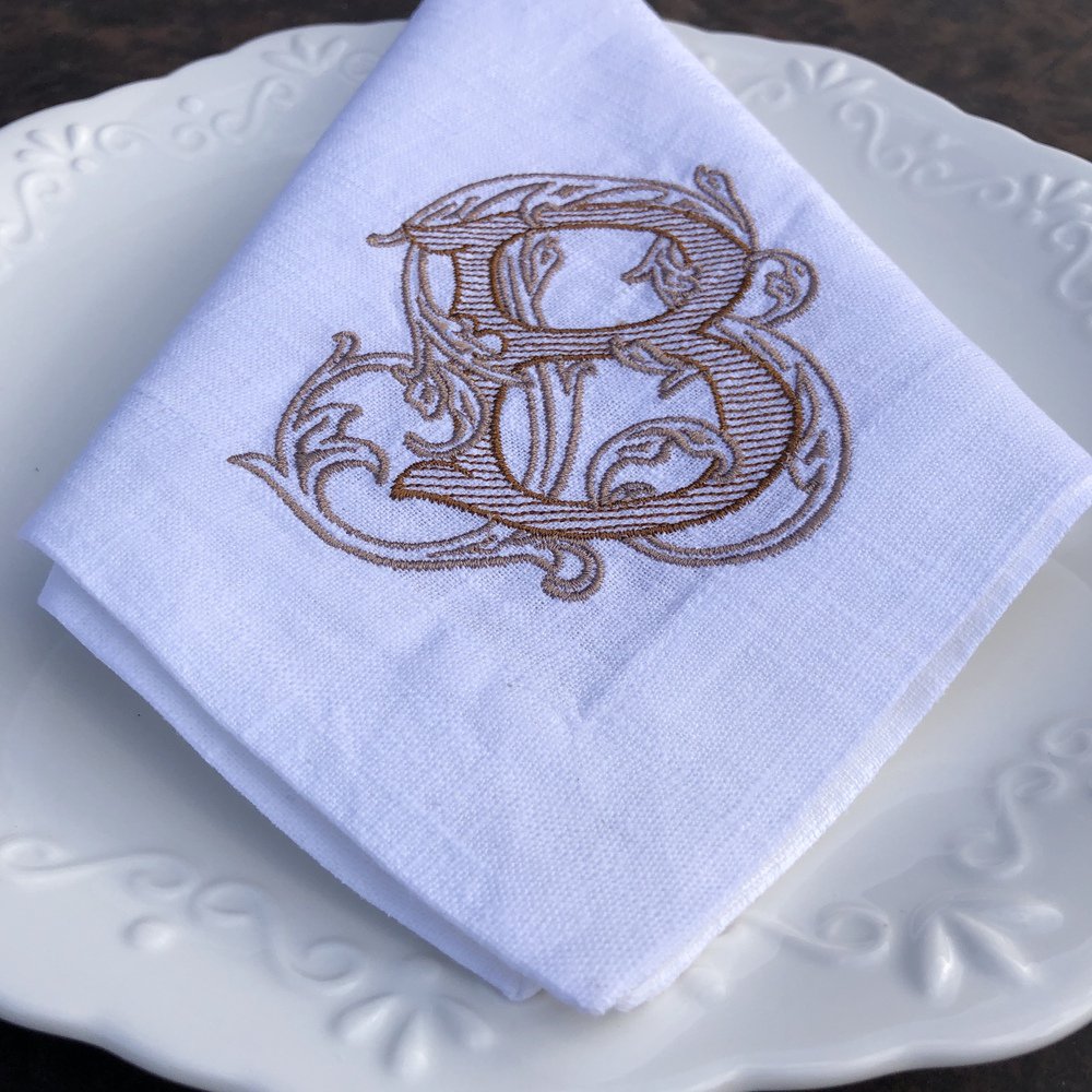 Vintage Vine Monogram Linen Napkin