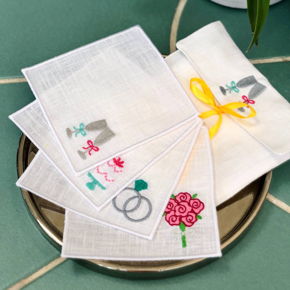 Wedding Linen Cocktail Napkins Set of 4