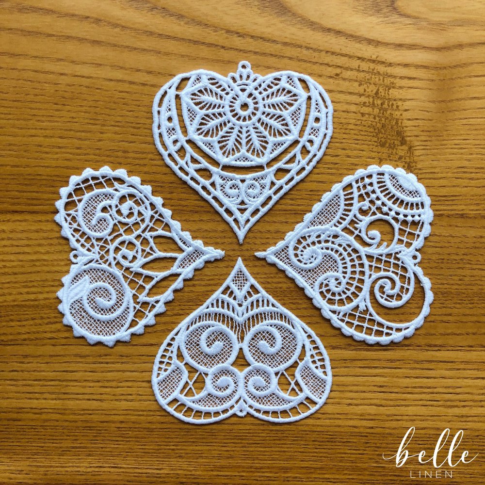 White Christmas Lace Ornaments Set of 10