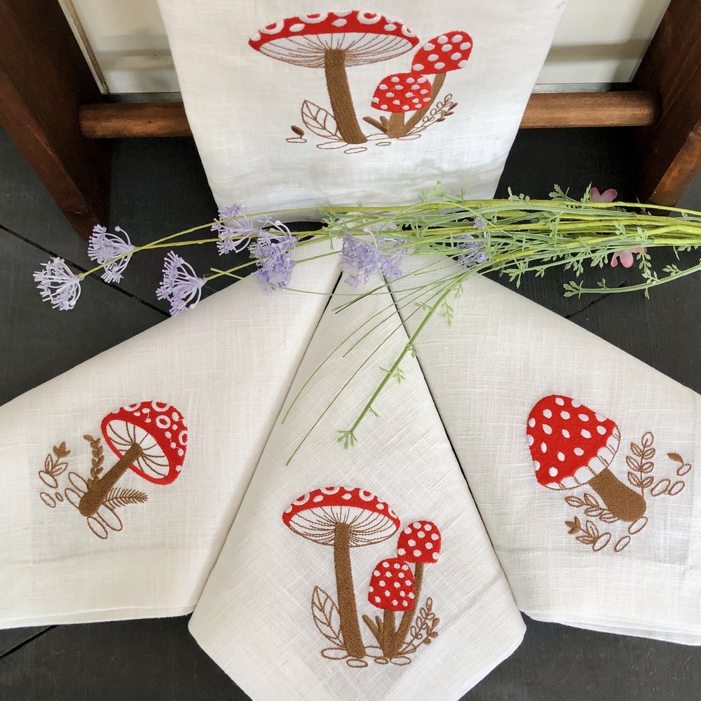 Woodland Mushroom Linen Napkin