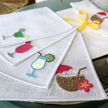 Beach Bar Linen Cocktail Napkins Set of 4