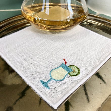 Beach Bar Linen Cocktail Napkins Set of 4