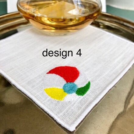 Beach Holiday Linen Cocktail Napkins Set of 4