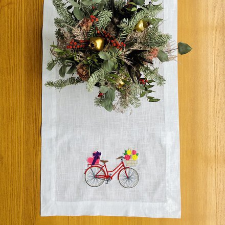 Bicycle Picnic Linen Table Runner