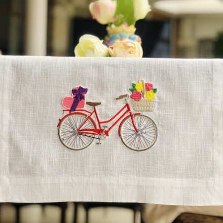 Bicycle Picnic Linen Table Runner