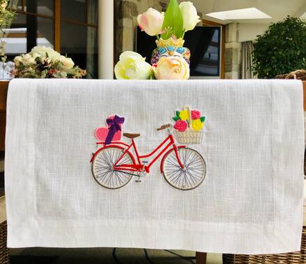 Bicycle Picnic Linen Table Runner