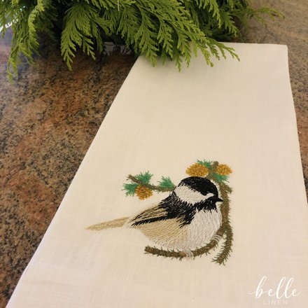 Chickadee Guest Linen Towel