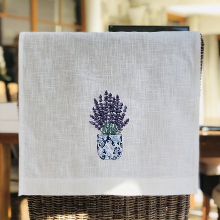 Chinoiserie Lavender Linen Guest Towel