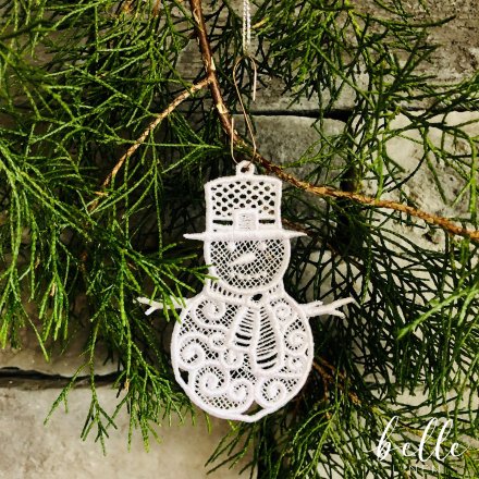 Christmas Lace Ornament - Snowman #1