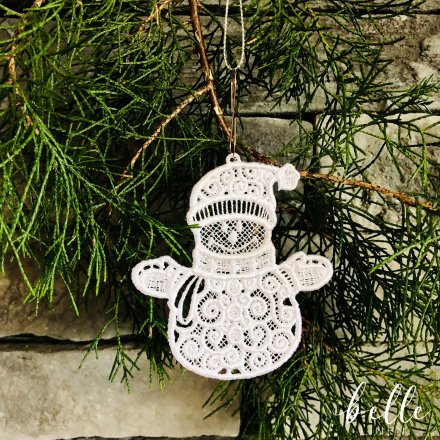 Christmas Lace Ornament - Snowman #2
