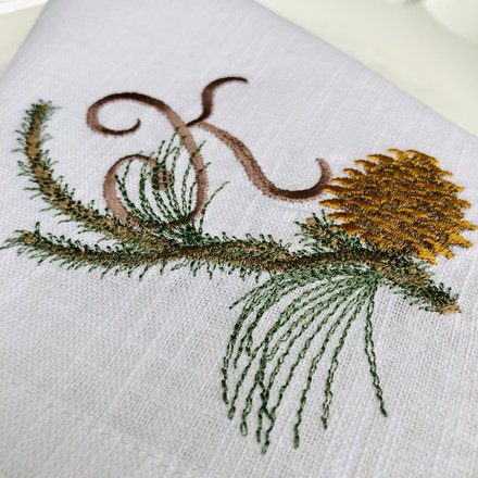 Christmas Pine Branch Monogram Linen Napkin