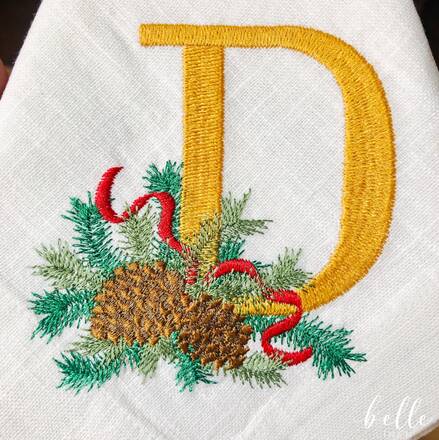 Christmas Pine Monogram Linen Napkin