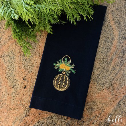 Christmas Pine Ornament Linen Towel