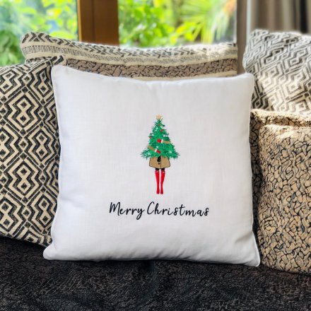 Christmas Tree Embroidered Pillow Case