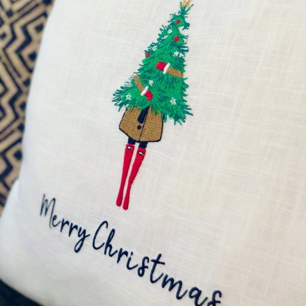 Christmas Tree Embroidered Pillow Case