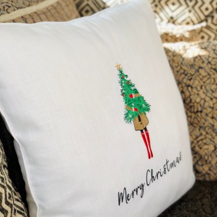 Christmas Tree Embroidered Pillow Case