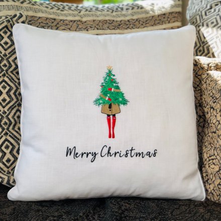 Christmas Tree Embroidered Pillow Case
