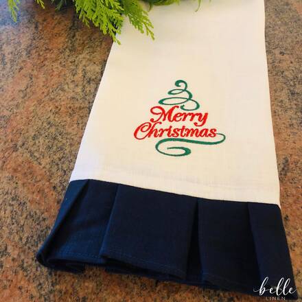 Christmas Tree Ruffled Linen Towel