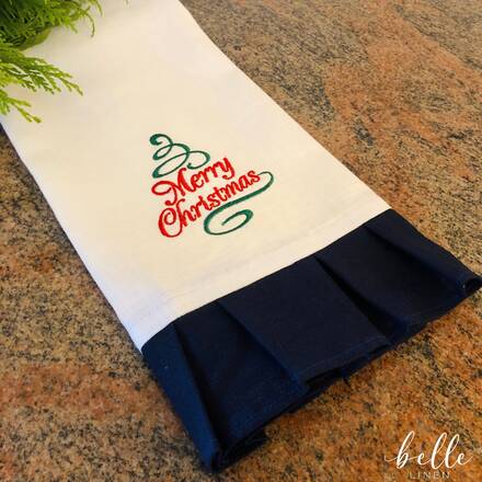 Christmas Tree Ruffled Linen Towel