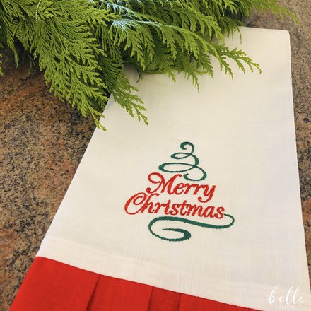 Christmas Tree Ruffled Linen Towel