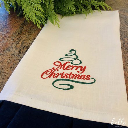 Christmas Tree Ruffled Linen Towel