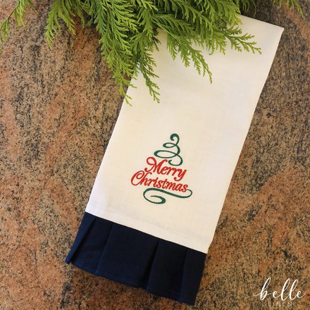 Christmas Tree Ruffled Linen Towel