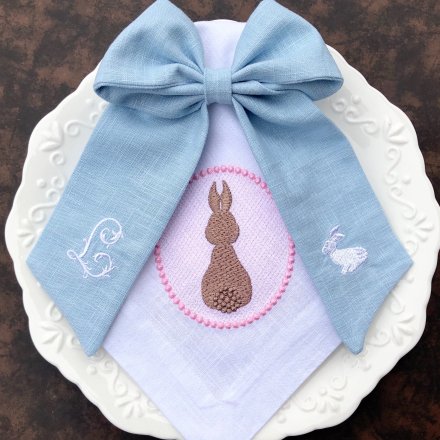 Easter Monogram Linen Ribbon