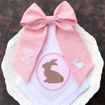 Easter Monogram Linen Ribbon