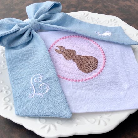 Easter Monogram Linen Ribbon