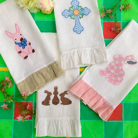 Easter Trio Bunnies Guest Linen Towel