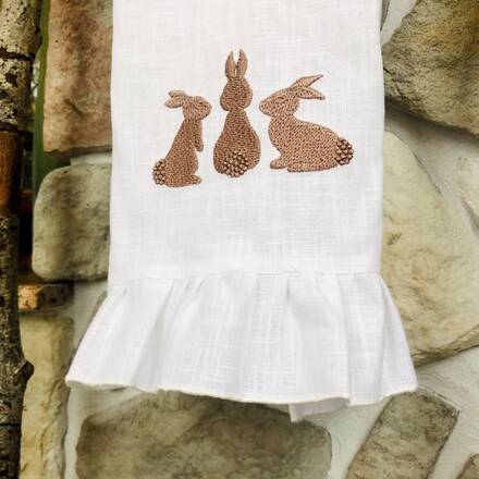 Easter Trio Bunnies Guest Linen Towel