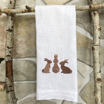 Easter Trio Bunnies Guest Linen Towel