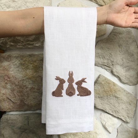 Easter Trio Bunnies Guest Linen Towel