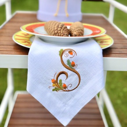 Fall Acorn Monogram Linen Napkin