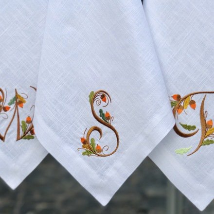 Fall Acorn Monogram Linen Napkin