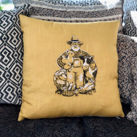 Farm House Embroidered Pillow Case