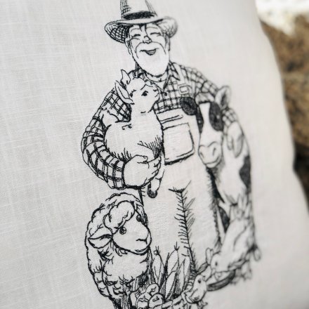 Farm House Embroidered Pillow Case