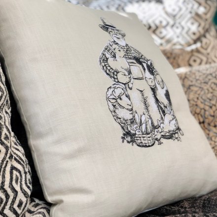 Farm House Embroidered Pillow Case