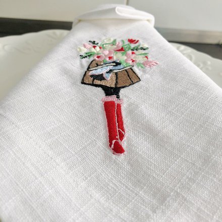 Flower Girl Linen Napkin