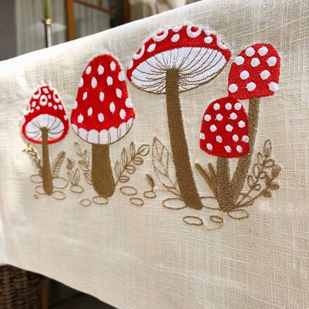 Forest Mushroom Linen Table Runner