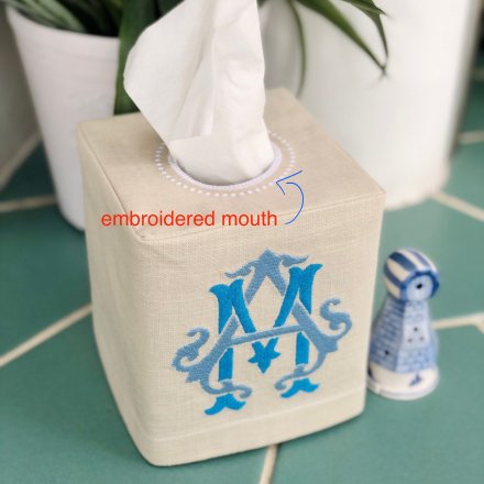 Intertwined Two Letter Monogram Tissue Box Cover